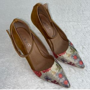 Custo Barcelona Limited Edition Floral Leather Velcro Strap Heels